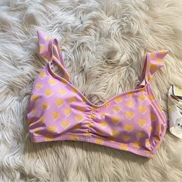 Stoney Clover Lane Lilac Heart Flutter Ruffle strap bikini swim top D/DD D DD - Picture 2 of 10